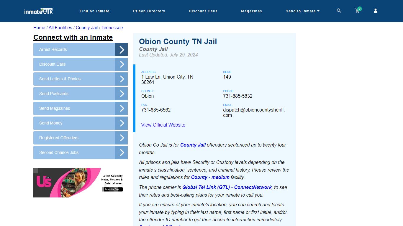 Obion County TN Jail - Inmate Locator